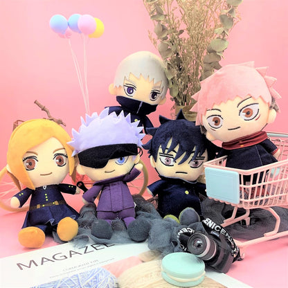 JJK Plush Gojo Satoru Plushie Inumaki Toge Figure Kugisaki Nobara Anime Doll Cute Fushiguro Megumi Toy Cosplay Prop Merch JJK Fan Gifts 15Cm 6" (Gojo Satoru)